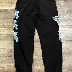 Brain Dead Black heavyweight Sweatpants with Blue Graphic Large